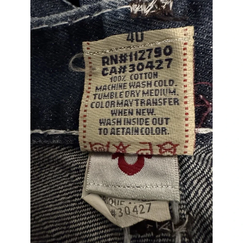 True Religion Ricky Big T Jeans Mens 40x34.5 Made In USA Straight Leg Y2K Blue